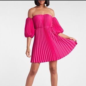 NWT Express Off the Shoulder Pleated Mini Dress